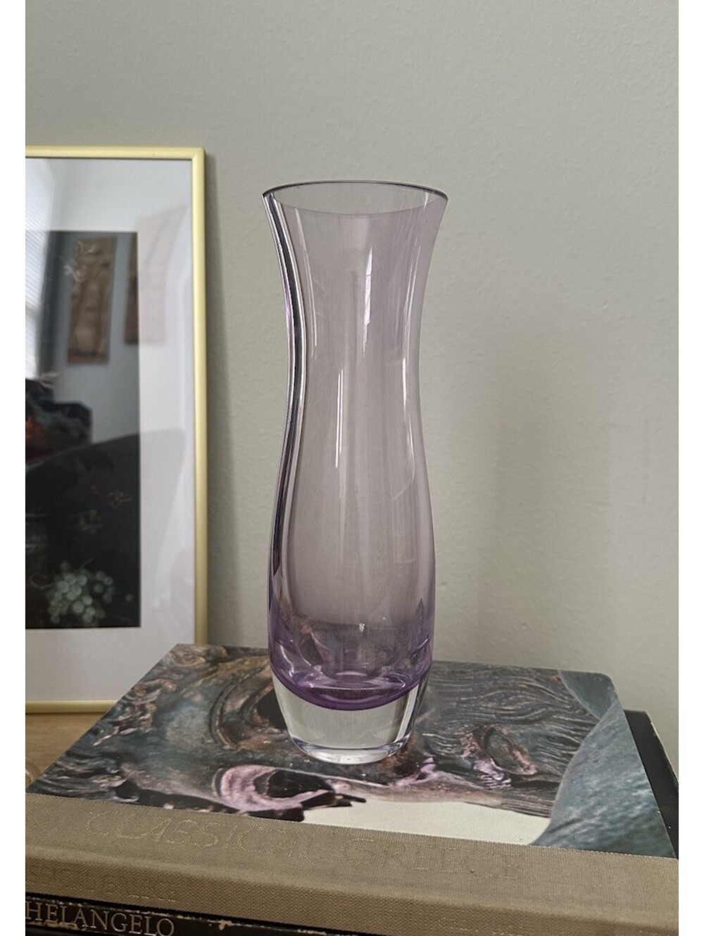 C. 1980s Heavy Light Lavender Purple Glass Vase